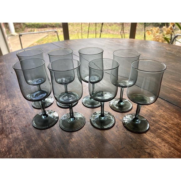 Set of 8 Lenox Expressions Silver Mist‎ Blue Gray Water Wine Goblet Glasses 6" - Picture 1 of 8
